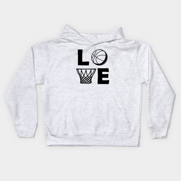 Basketball Love Design Kids Hoodie by KC Happy Shop